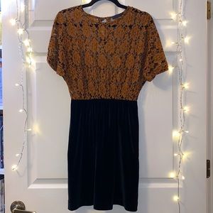 Vintage Gold & Black Lace Dress